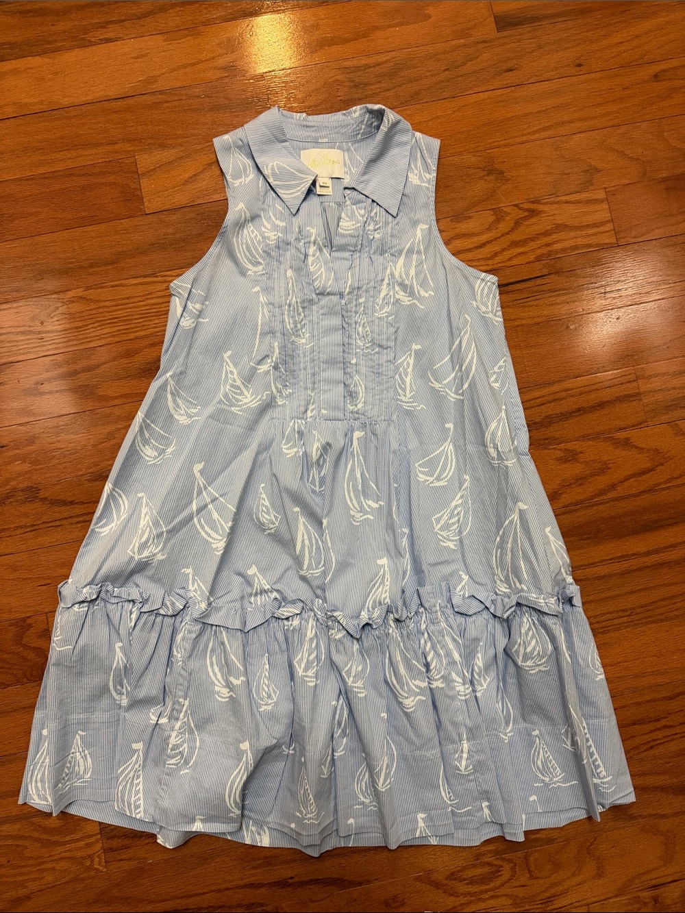 Lilly Pulitzer Blue and White Striped Button-Front Shirt Dress